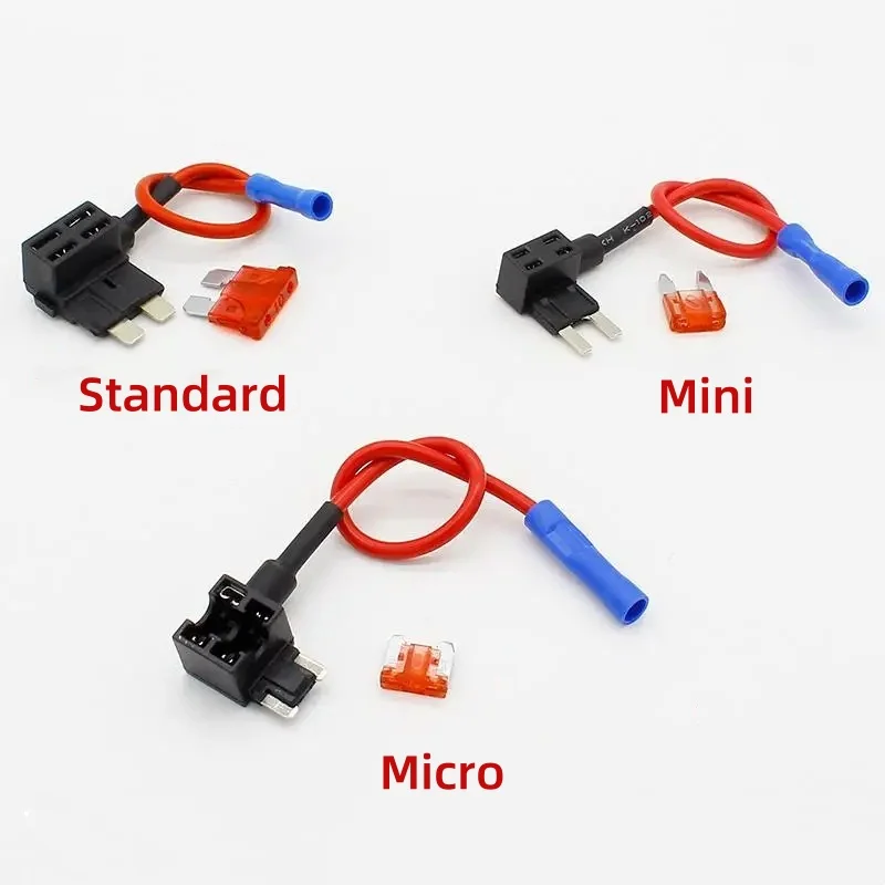 12V Standard/Mini/Micro Size Car Fuse Holder Add-a-circuit TAP Adapter with 10A Micro Mini Standard ATM Blade Fuse