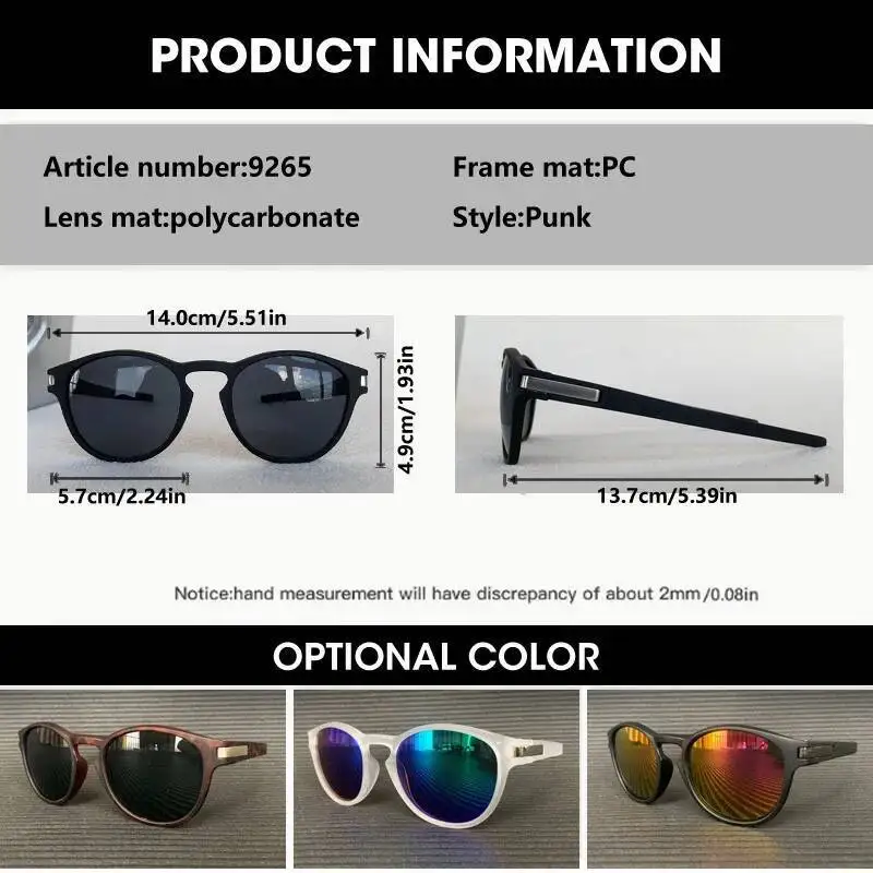  الكلاسيكية الرجعية النظارات الشمسية المستديرة الرجال النساء العلامة التجارية مصمم البيضاوي النظارات الرياضية القيادة ظلال UV400 مرآة طلاء نظارات شمسية #2