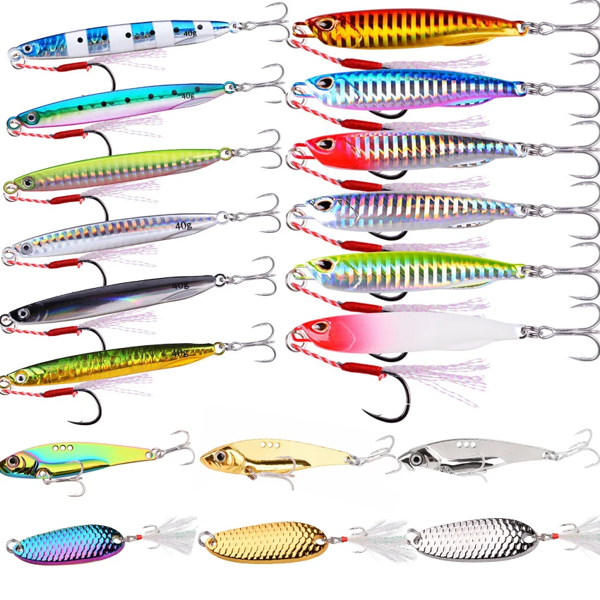 18PCS Big Multi Fishing Lures Set Wobblers Artificial Mixed Colors Styles Kit Metal Bait  Fishing Tackle kit