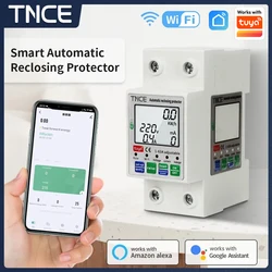 TNCE Tuya WiFi Smart Circuit Breaker 2P 1-63A Over/Under Voltage current Leakage Protector Switch, Power Circuit Relay Breaker