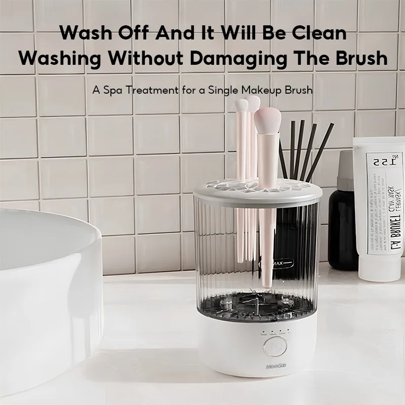 آلة تنظيف فرش المكياج الكهربائية من MeeGoo مع آلة مكياج مطاطية، منظف سريع USB كهربائي، فرشاة تنظيف بياقة فرشاة