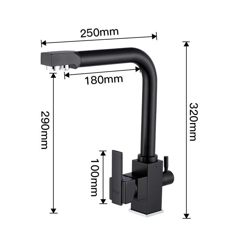 Filter Kitchen Faucet Drinking Water Single Hole Black Hot and cold Pure Water Sinks Deck Mounted Mixer Tap