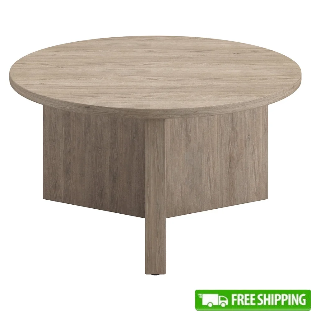 

Круглый журнальный столик из МДФ в скандинавском стиле, регулируемые ножки, вместимость 50 фунтов, простая сборка, мебель для гостиной, старинный серый дуб