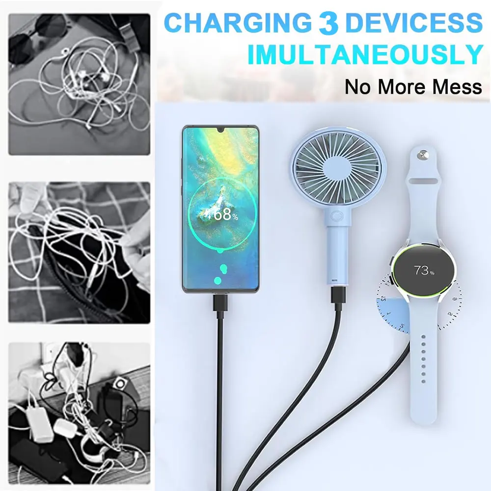 3 in 1 Retractable Charging Cable for Samsung Phone / Galaxy Watch 6/5 Pro/4/3 Active2/1 with Type C Micro USB Cable S23 Ultra