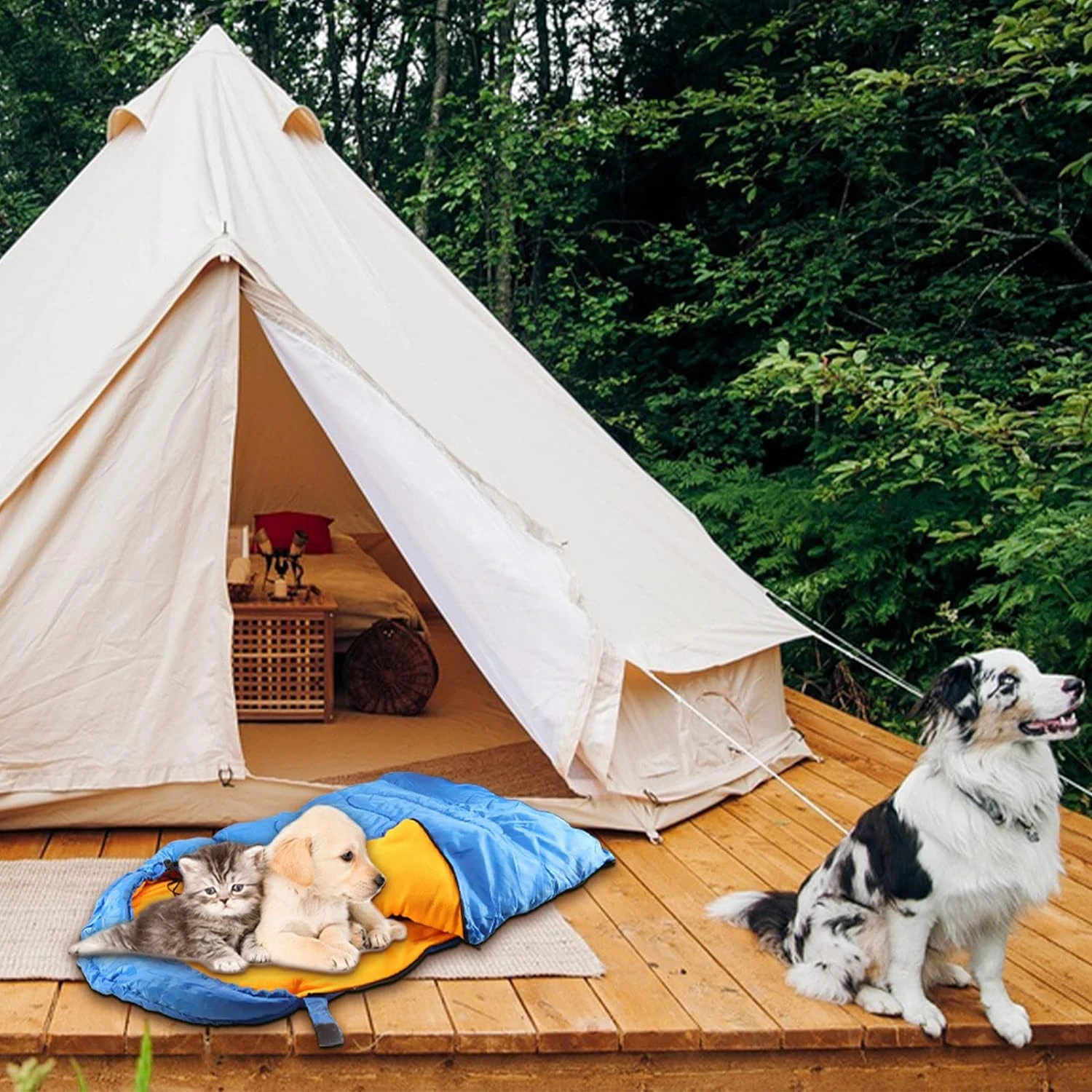 Saco de dormir impermeable para perro, cama acogedora, portátil y cálida para mascotas, experimente la máxima comodidad en sus aventuras con the Lifeunion