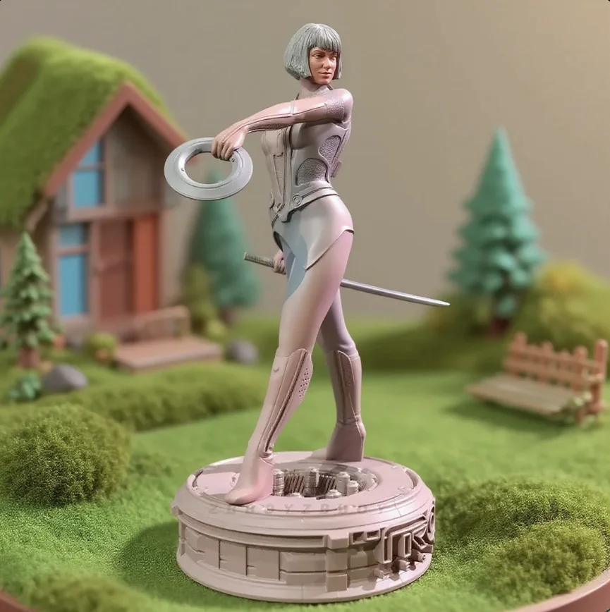 

Overall heights 55mm 75mm Resin model Ring Blade Girl colorless and self-assembled 3D Printing TD-7164/3D