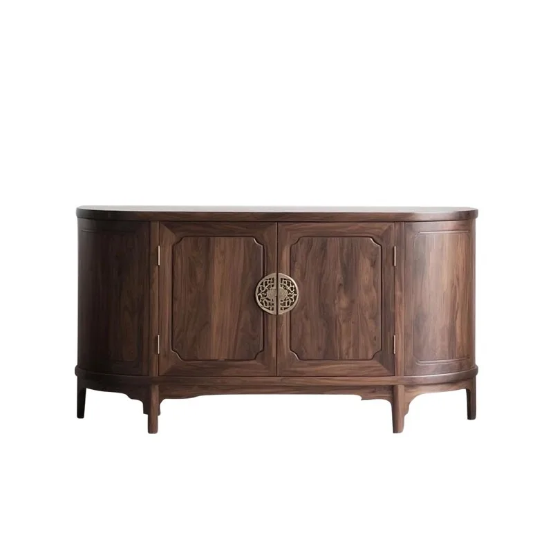 

American black walnut dining side cabinet, simple light luxury, solid wood porch cabinet, wall storage cabinet