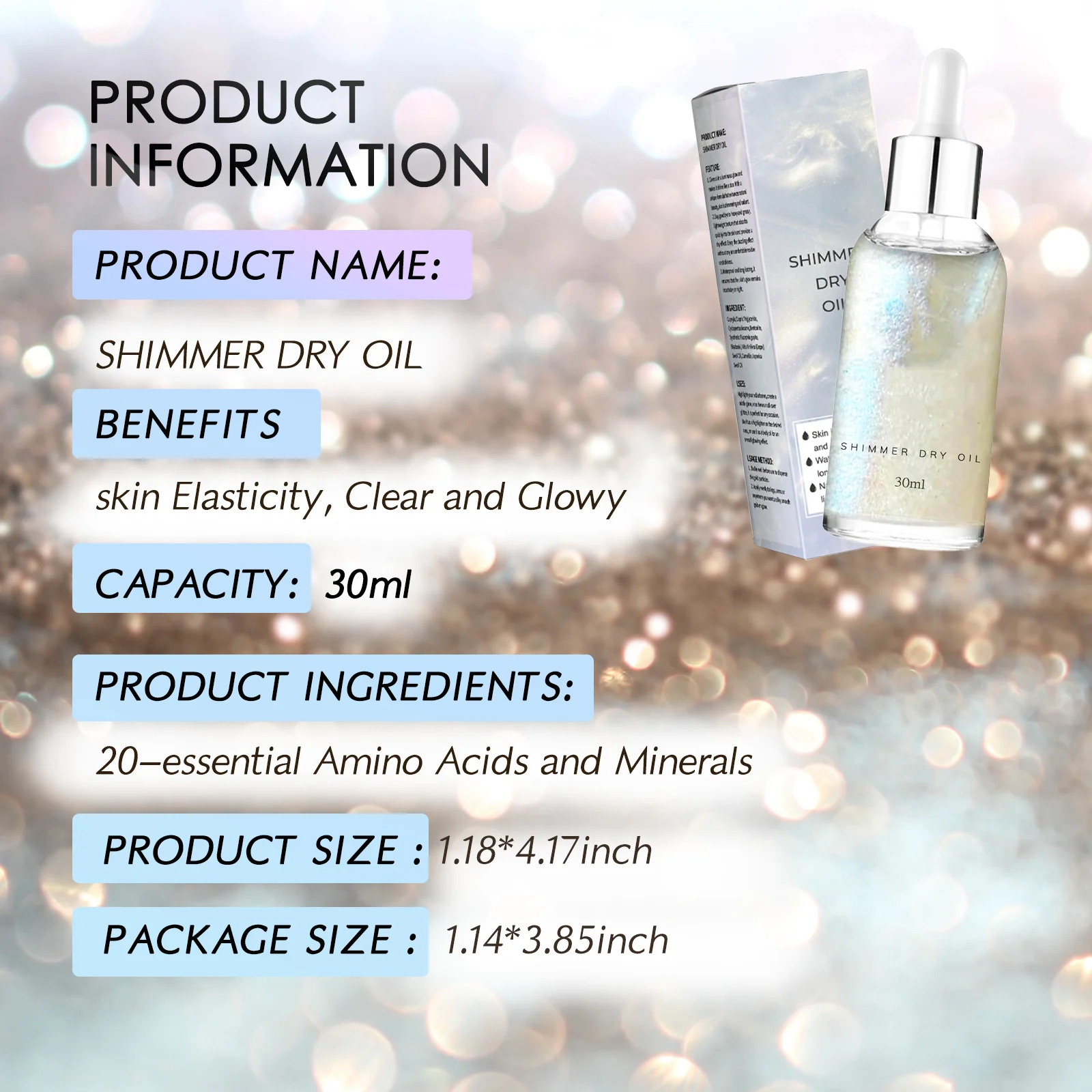 Evidenziatore diamantato Olio glitterato ad alta lucentezza Trucco lucido Alta luce Impermeabile a lunga durata per cosmetici per il trucco del viso e del corpo