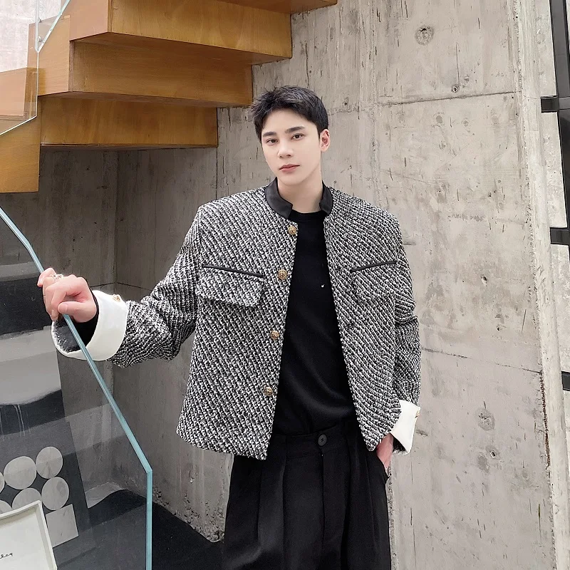 

Men's Thiened ort Jaet Woolen Sve Cuffs Stand Collar Autumn Winter Outwear Faion Brand Youth ular Sle