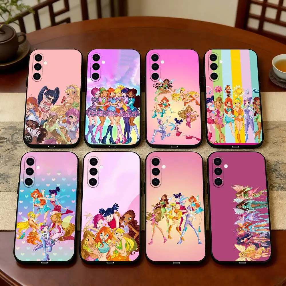 Lovely W-Winxs Phone Case For Samsung Galaxy A73,A72,A71,A70,A53,A52,A51,Soft Silicone Black Cover