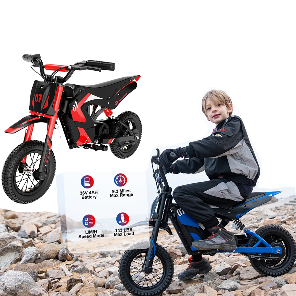 Moto Électrique Personnalisée pour Enfant, Entrepôt, 3 Vitesses, 8Kmh, 12 Kmh, 25Kmh, 12 Pouces, 4Ah, 36V