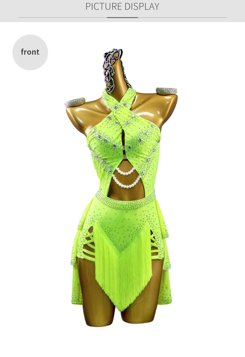 2026 Damen-Tanzkostüm für Lateinamerikanische Wettbewerbe, Neues Sportkleid für Mädchen, Sexy Elegante Kleidung, Abendkleid mit Fransen, Trainingskleidung – Detail 7