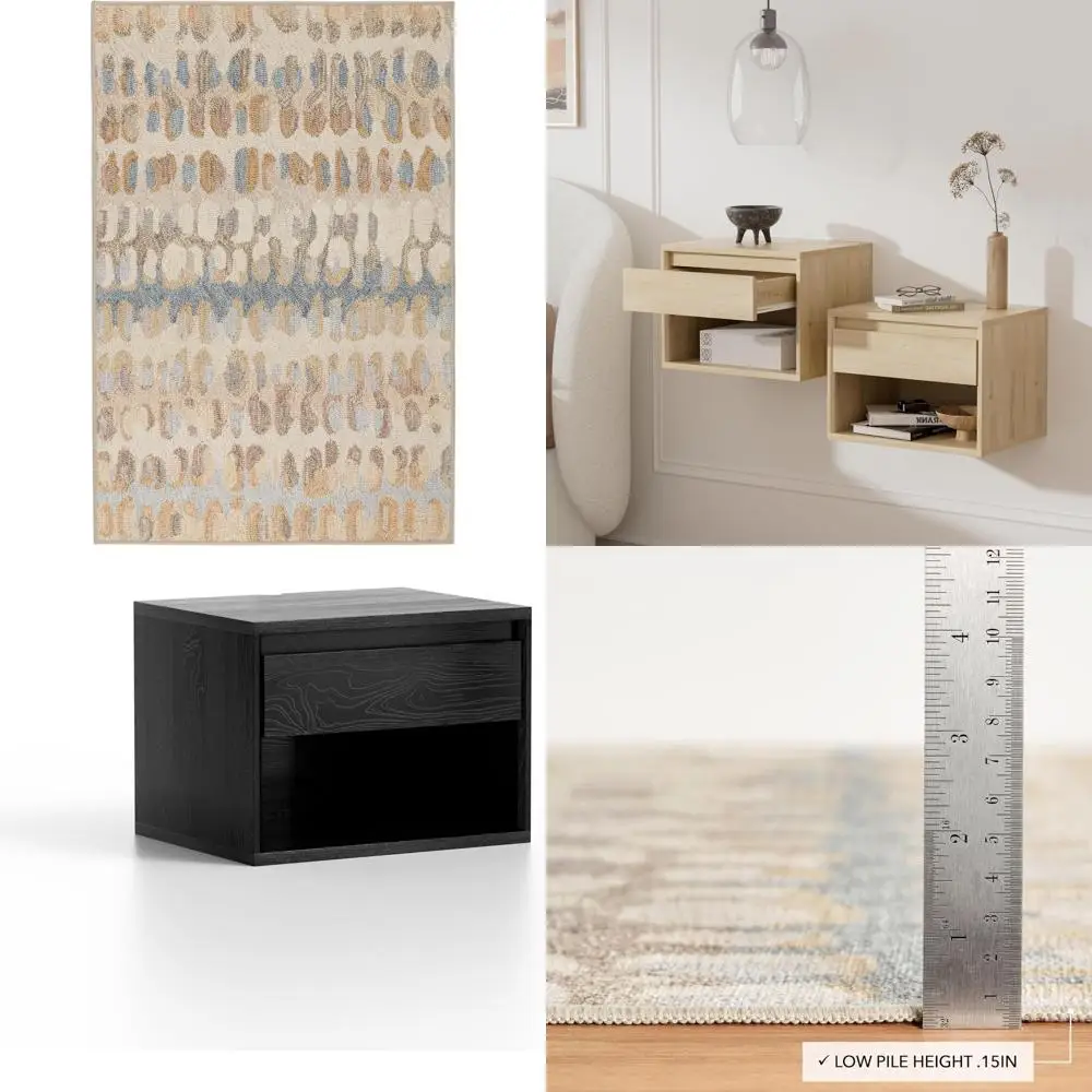 

Geometric Accent Area Rug - 4x6 Feet Washable Natural Color with Anti-Slip Lightweight Backing