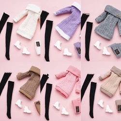 1Set 30cm Doll's Clothes Suit Dress Up Accessories Sweater Hat Stockings Suit Girl Play House Toy