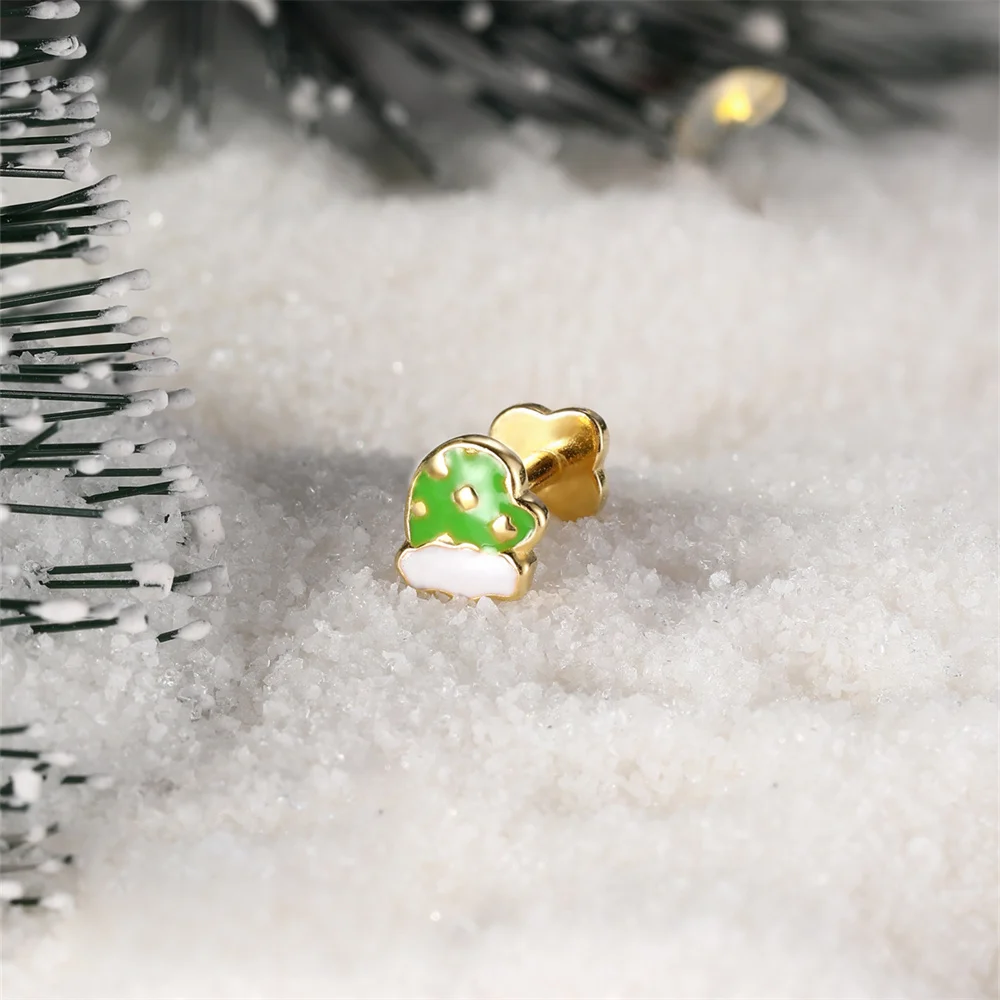 Aide 925 Sterling Silver Small Zircon Xmas Piercing Earrings For Women Piercing Gold Minimalist Daily Jewelry Y2K Party Gift