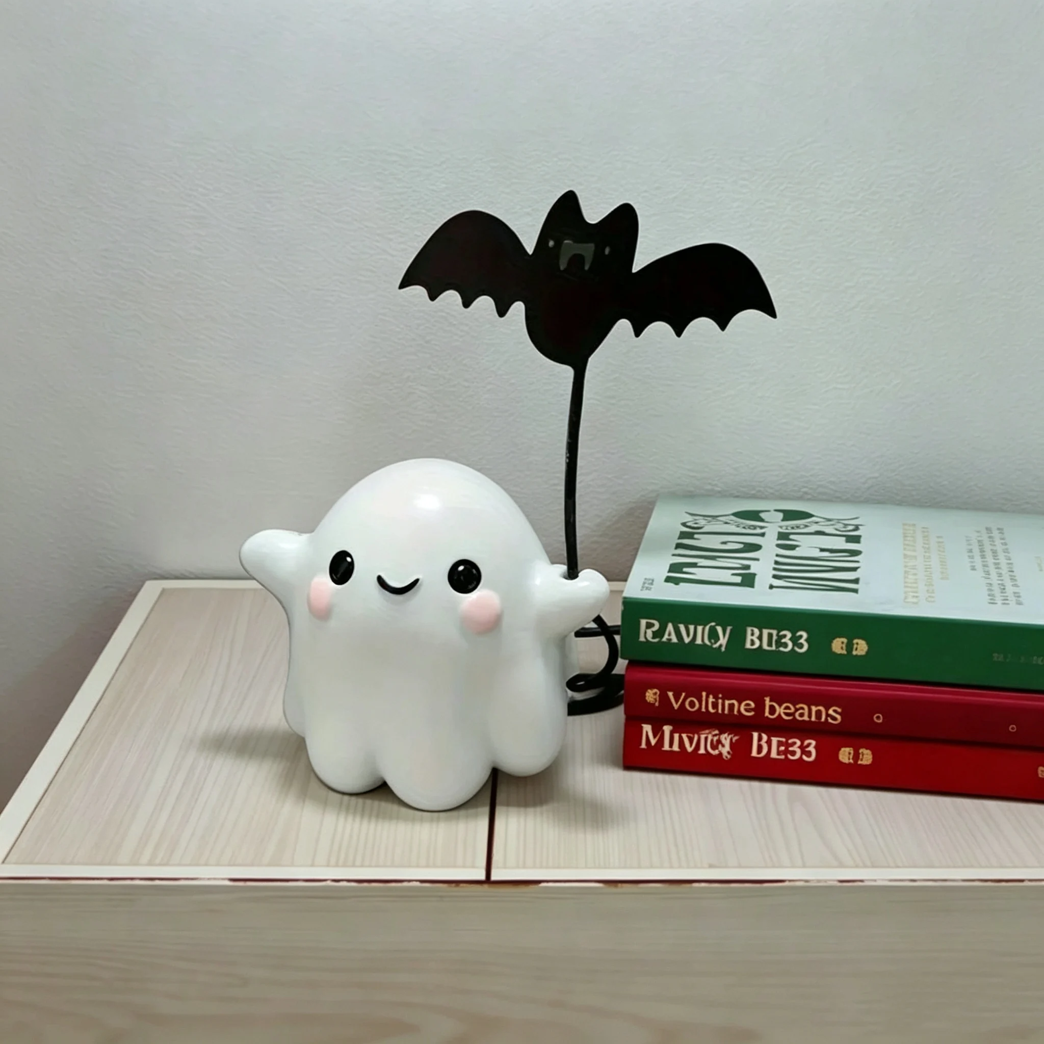 1 Pieza de Adorno de Fantasma Lindo con Bate, Decoración de Escritorio de Halloween, Estatua de Fantasma Kawaii para Fiesta, Mini Figura de Resina, Regalo Festivo