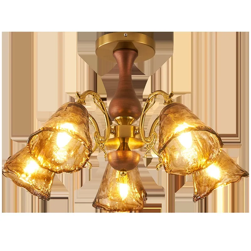 Retro Glass Ceiling Light American Country Style Fixture for Hallway Bedroom Creative Designer Lamp