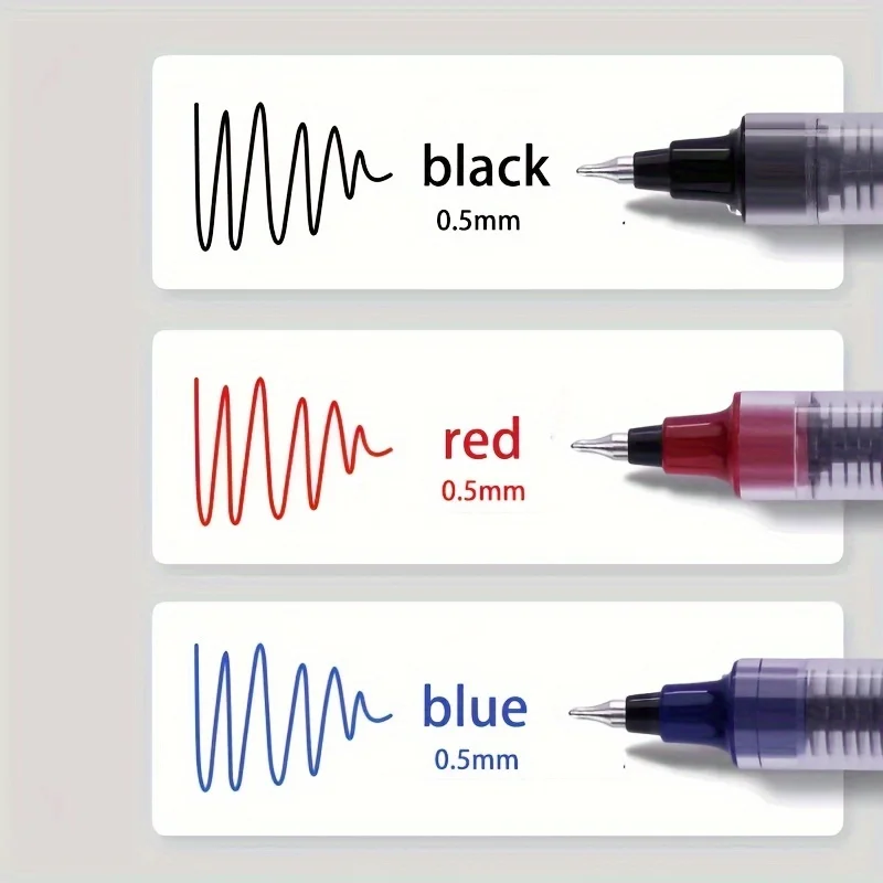 Imagem -04 - Canetas Esferográficas Líquidas com Ponta Extra Fina Tinta Preta Azul e Vermelha Acessórios de Escritório Papelaria Reta Alta Qualidade 10 Unid 0.5 mm