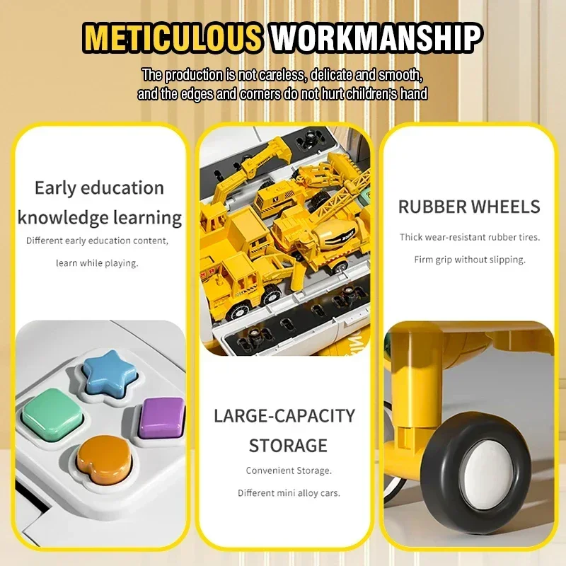 نموذج طائرة تخزين ذاتية الصنع مع 5 سيارات صغيرة متعددة الوظائف لعبة سباق المسار مع ضوء الصوت الجمود مركبة الأولاد هدية عيد الميلاد