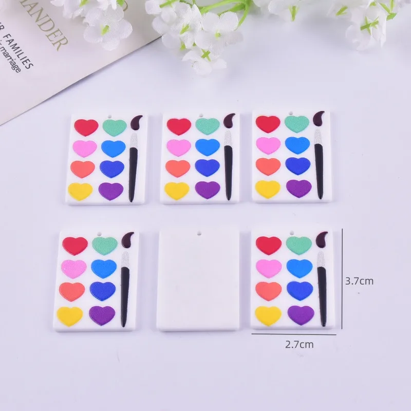 10pcs/pack Colorful Heart Painting Tray Fashion  Acrylic Charms for Women Earring Necklace Jewelry DIY Making