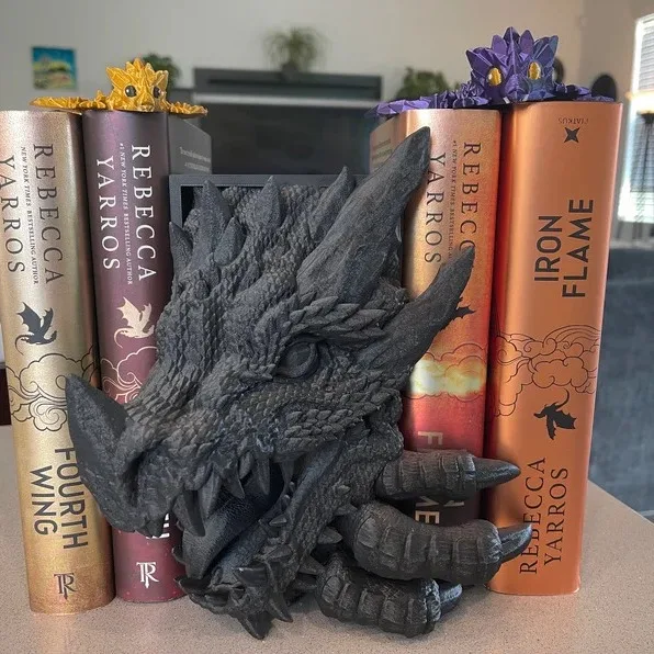 American Dark Dragon Figurine with Red Eyes Leaning on Book Design Desktop Ornament Bookend Home Tabletop Decoration