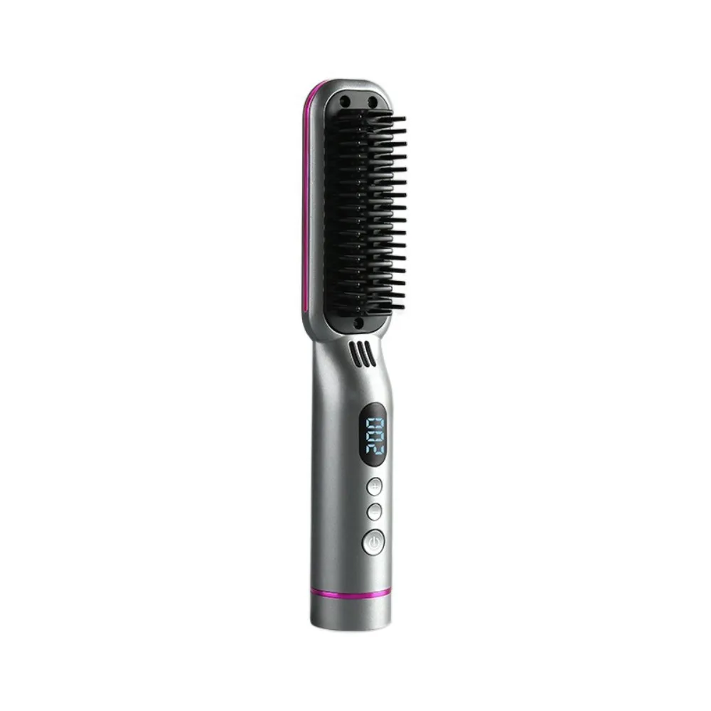 

Portable Wireless Hair Straightener 8 Temp Settings Rechargeable Straight Hair Comb LCD Display Mini Straightening Comb