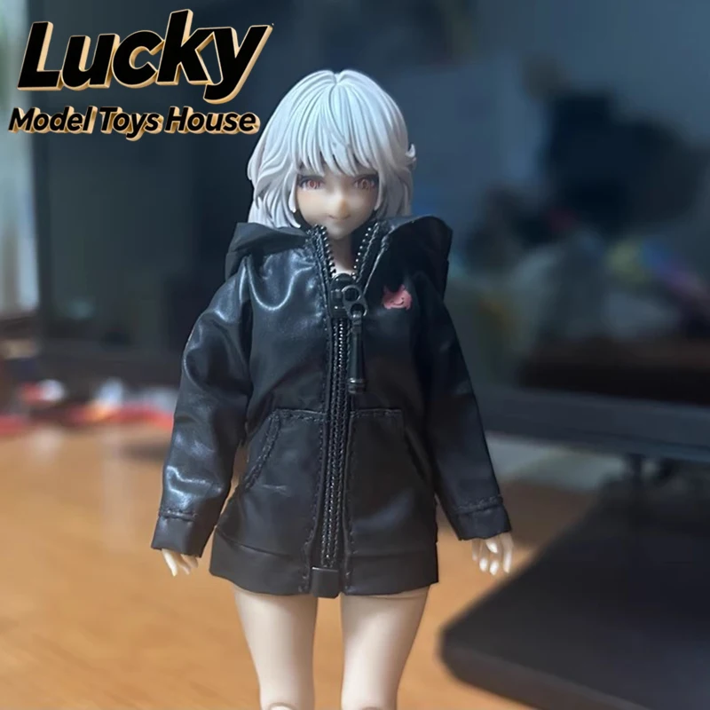 

1/12 Female Soldier Matte Black Hoodies Cloth Coat Clothes Toys Accessory For 6" Snail Shell Mobile Suit Girl Body Decoration