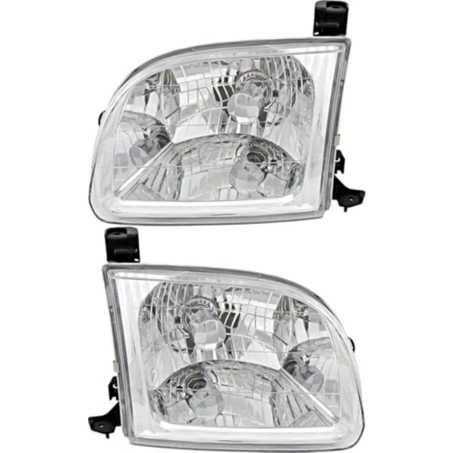 

For Tundra Regular and Access Cab Headlights Lamps Set 2000-2004 Halogen Driver and Passenger Side Dark Black Performance Upgr