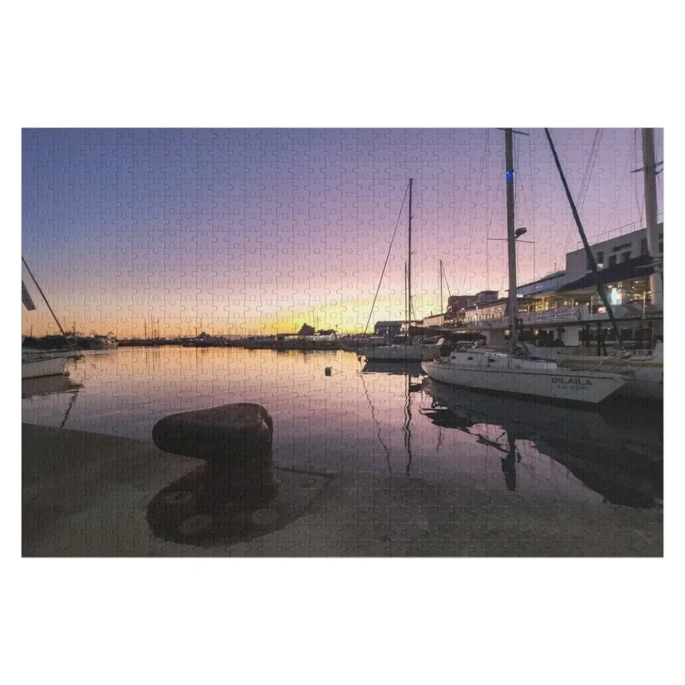 Pôr do sol no velho porto - Quebra-cabeça de Chipre Limassol com foto personalizada Quebra-cabeça de brinquedos personalizados