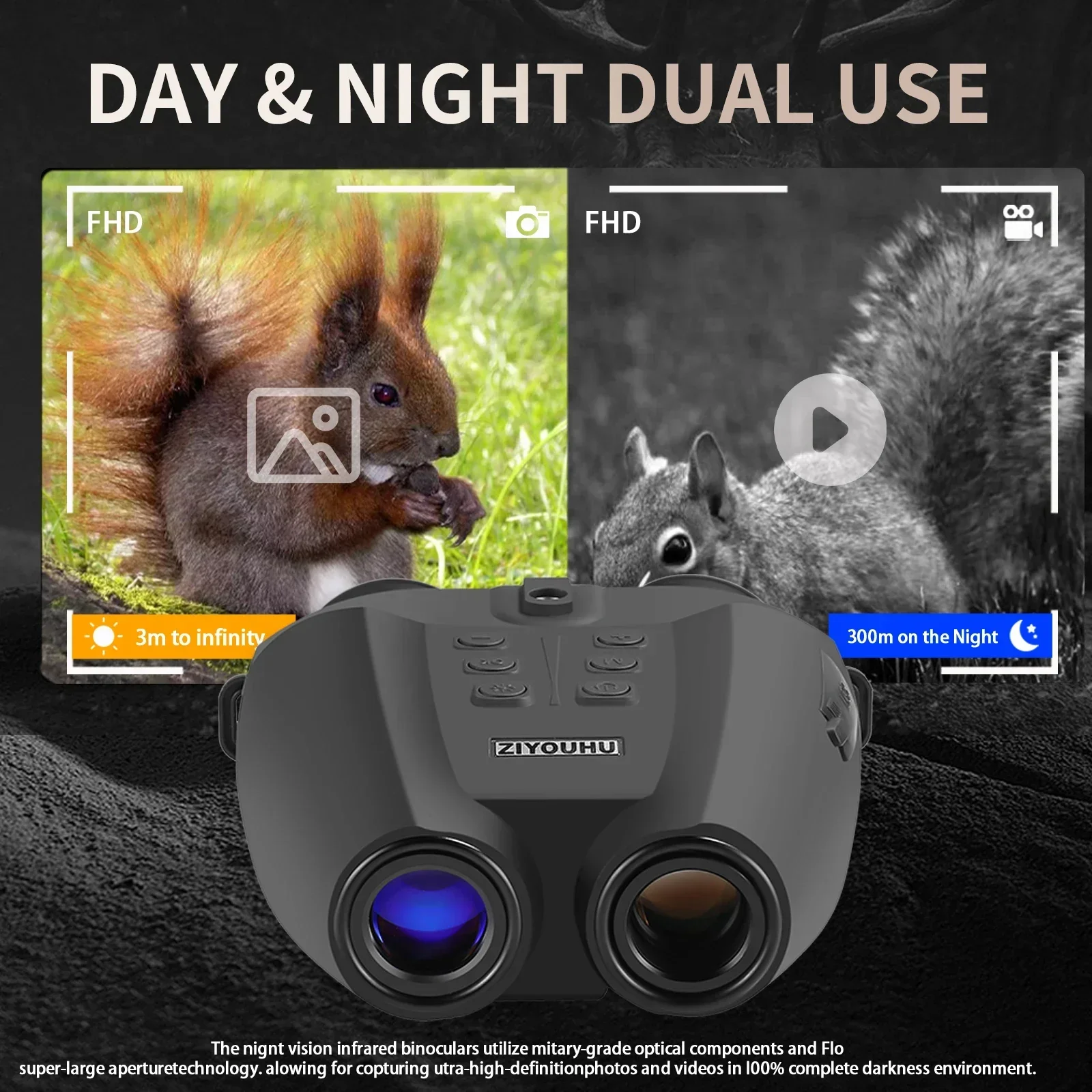 Helmet Binoculars Night Vision Digital 850nm Infrared HD 1080P Video Camera 8X Zoom Long Range Head Mounted Night Vision PVS-32