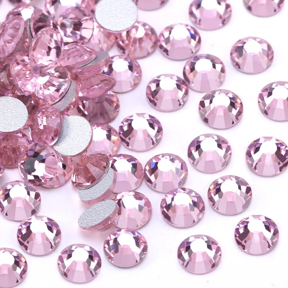 Pink SS4-SS34 Glass Rhinestones Round Flatback Non Hotfixed Crystal DIY Fashion Nail Art Clothing Shoes Decoration Accessorie