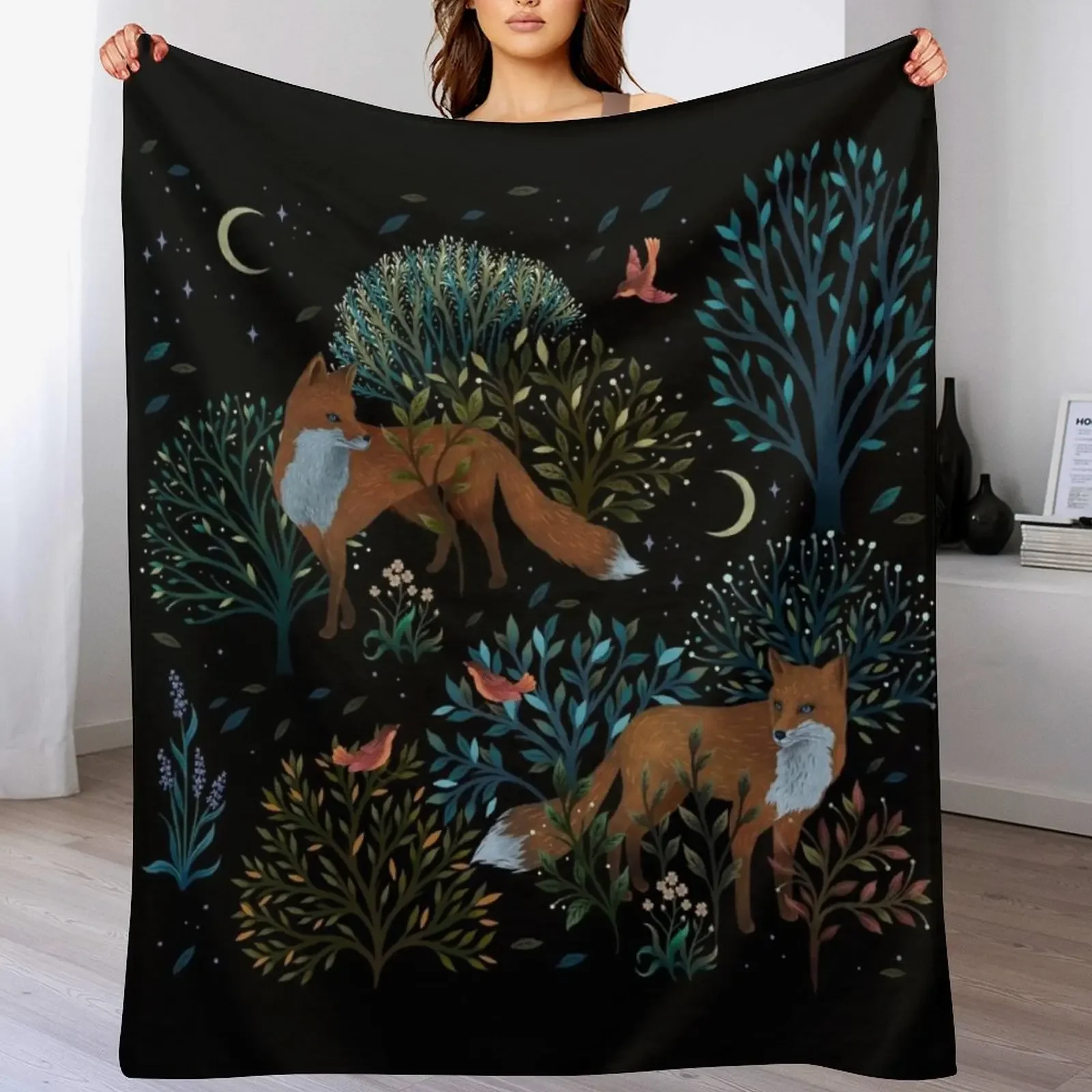 New Forest Fox Throw Blanket Color Fast Cozy Throw Blanket
