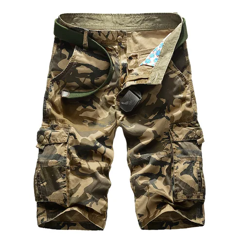 Pantalones cortos Cargo de camuflaje sin cinturón para hombre, novedad de 2024, pantalones cortos informales para hombre, pantalones cortos de trabajo sueltos para hombre, pantalones cortos militares de talla grande