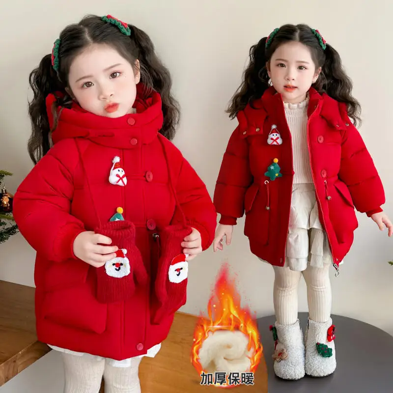 

Куртка для девочек, хлопковое пальто с мультяшным принтом, зимнее, в стиле аниме, модное, милое, детское, толстое, теплое, комфортное, мягкое