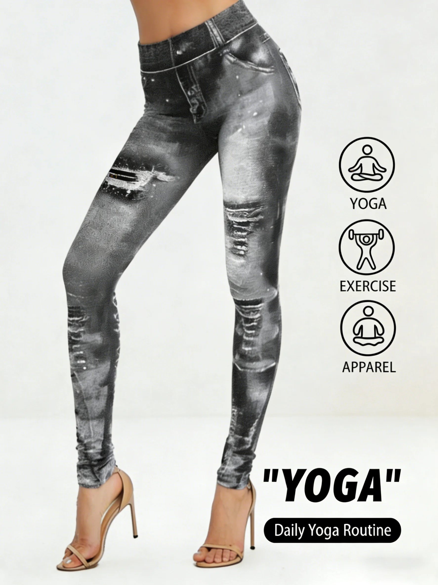 

Женские леггинсы без джинсовой основы с высокой талией, новый стиль, для бега, с эффектом подтяжки ягодиц, дышащие, для активного отдыха, повседневные, свободные, для фитнеса