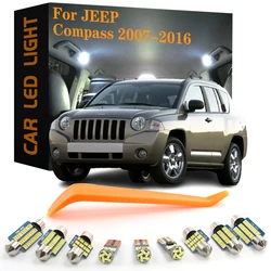8pcs Canbus Car Accessories LED Interior Lights For Jeep Compass MK49 2007 2008 2009 2010 2011 2012 2013 2014 2015 2016 No Error