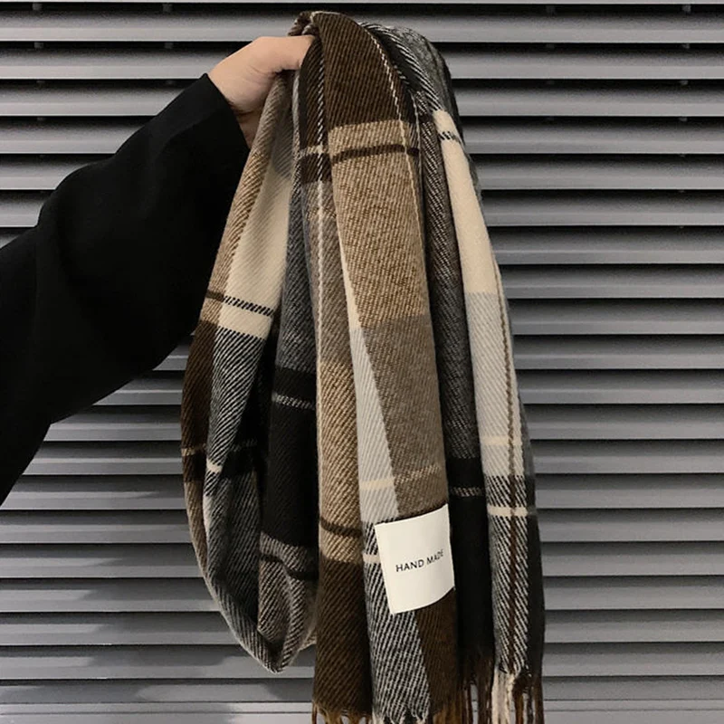 Winter Wool Scarf Women Long Shawl Thickened Warm Winter Women's Scarves Plaid Scarves for Couple Scarf Christmas New Year Gifts