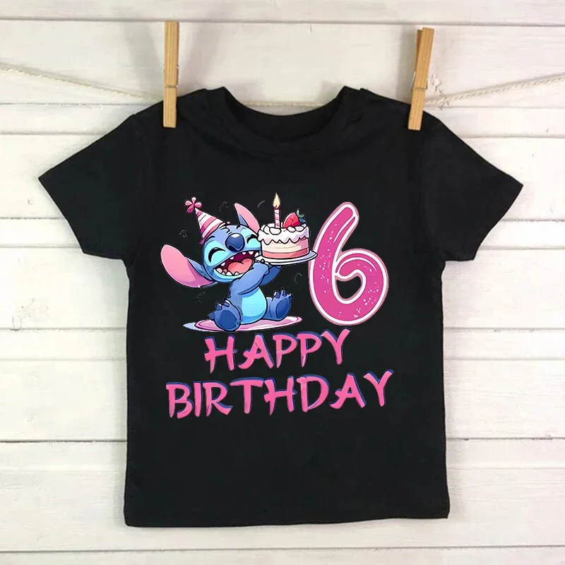 Birthday Lilo Stitch Cartoon T Shirt Children Kids Stitch Cute Manga T-shirt Graphic Tshirt Girl Boy Top Tees Lilo and Stitch