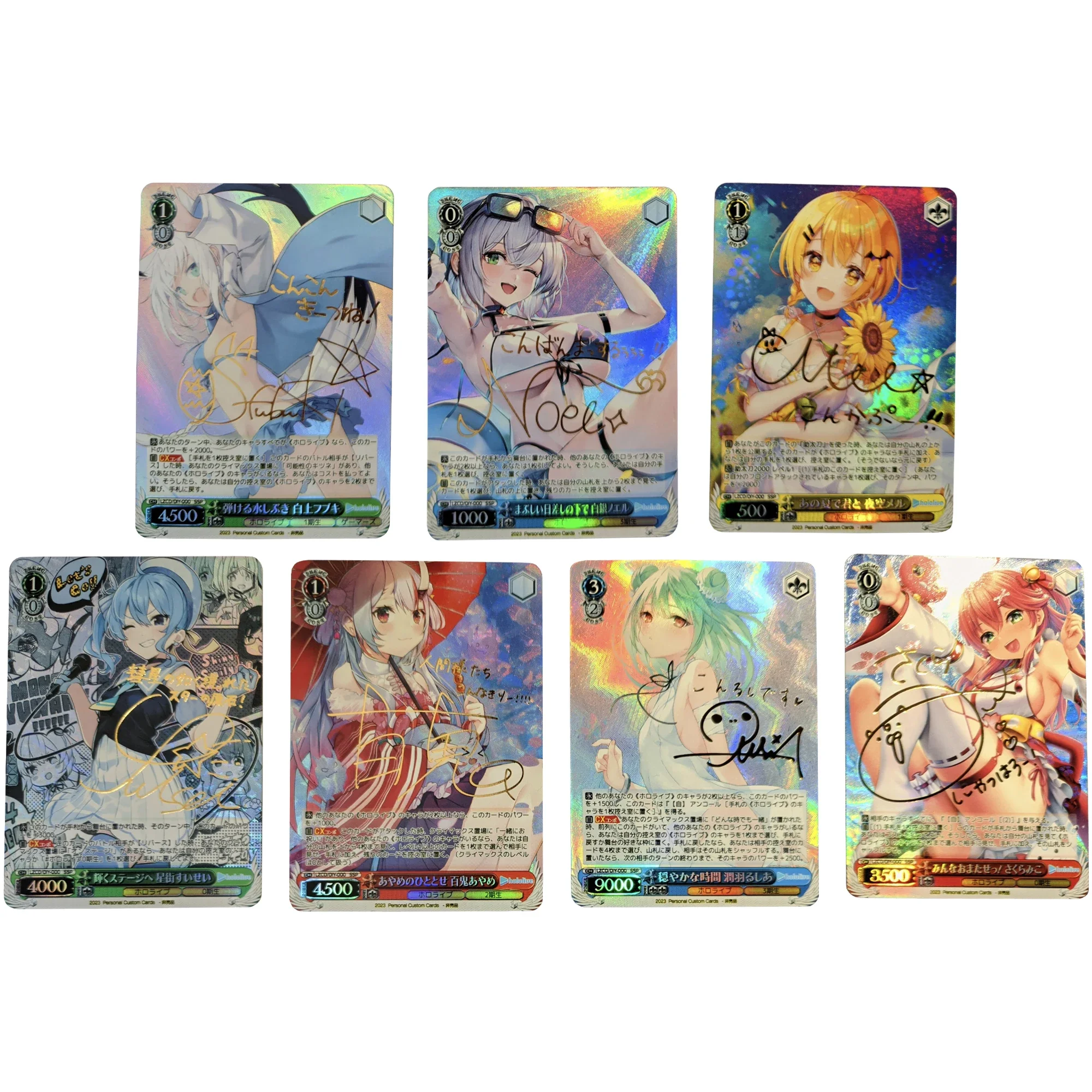 

7 Models Hololive Shirakami Fubuki Nakiri Ayame Signature Refraction Color Flash Card Game Anime Collection Cards Diy Gift Toys