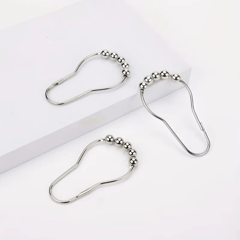 53 pcs Rolling Ball Gourd Hooks, Smooth Glide Anti-Fall Design, Bathroom Shower Curtain & Bedroom Drapery