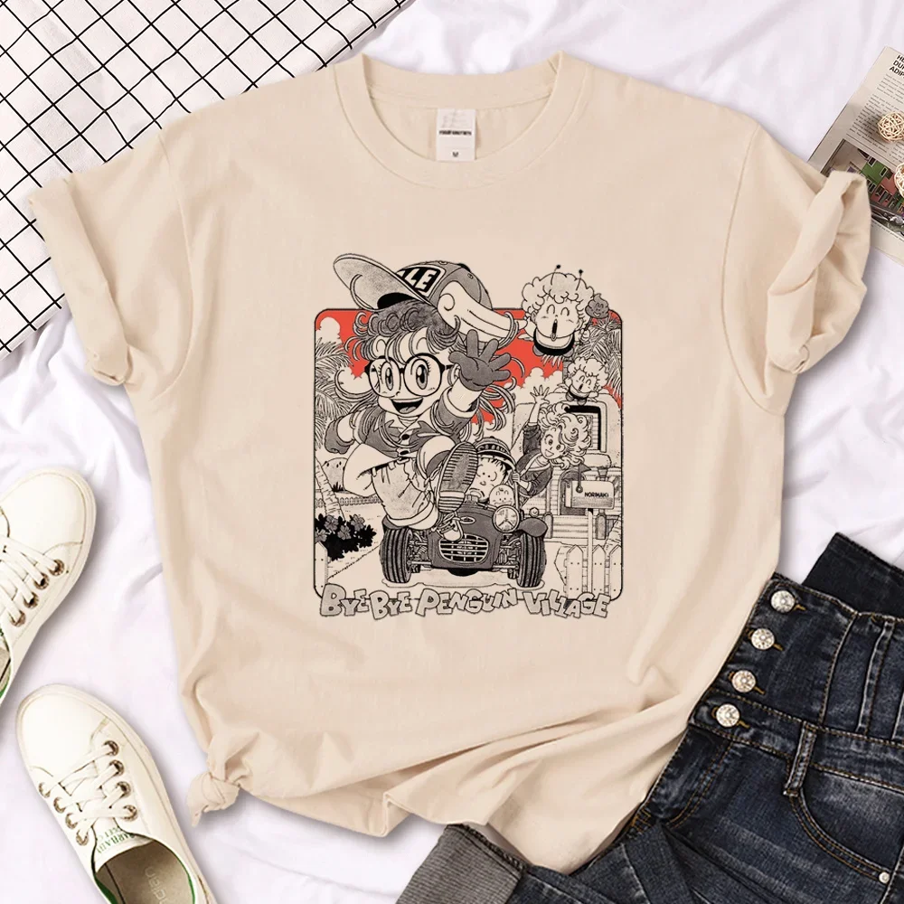 

Футболка Arale для женщин, дизайнерская японская женская футболка, дизайнерская футболка для девушек в стиле Харадзюку с круглым вырезом и короткими рукавами, одежда больших размеров