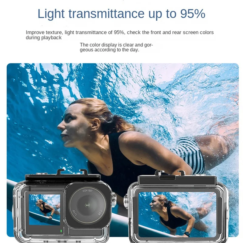 حافظة مقاومة للماء مطورة لملحقات كاميرا DJI Action 5 Pro/Action 4/Action 3، حماية للغوص العميق تحت الماء 45 متر/148 قدم