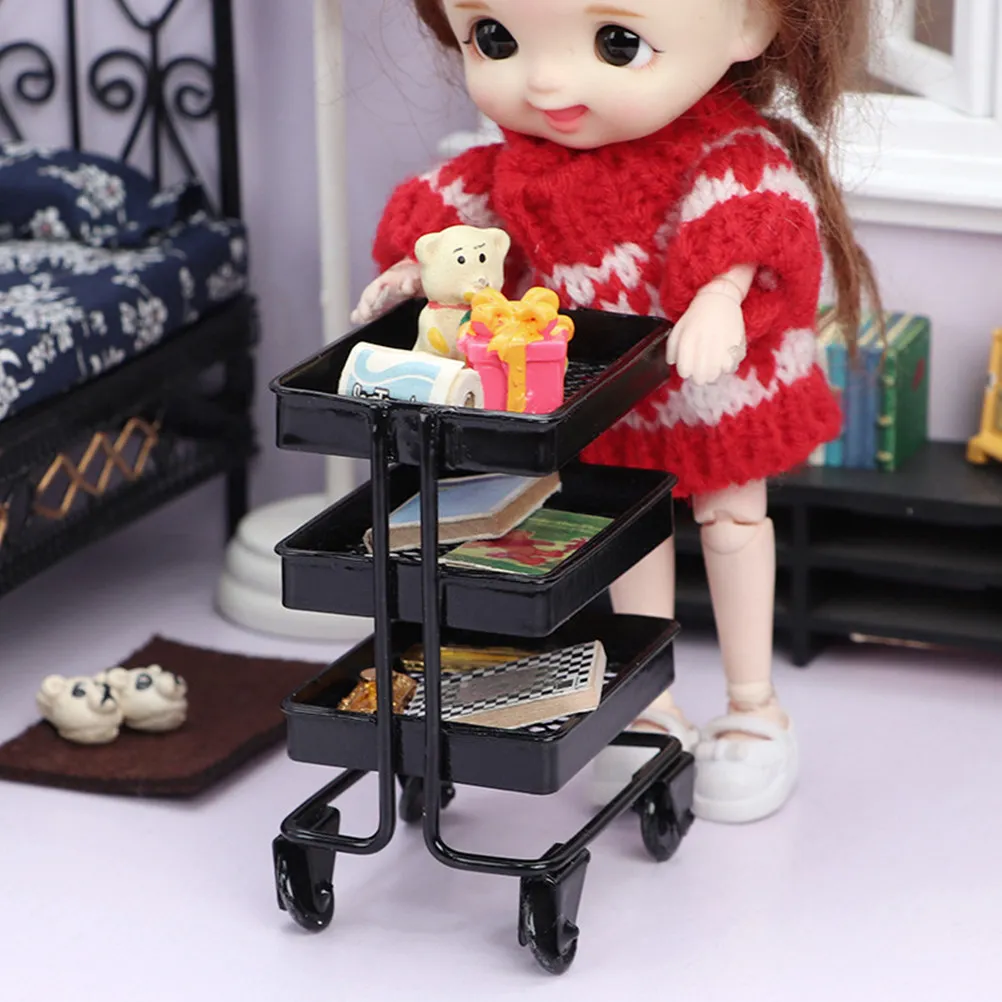 

Miniature Storage Cart Decorative Iron Trolley Small Simulation Storage Trolley Perfect Mini House Ornament Landscape Scene Prop