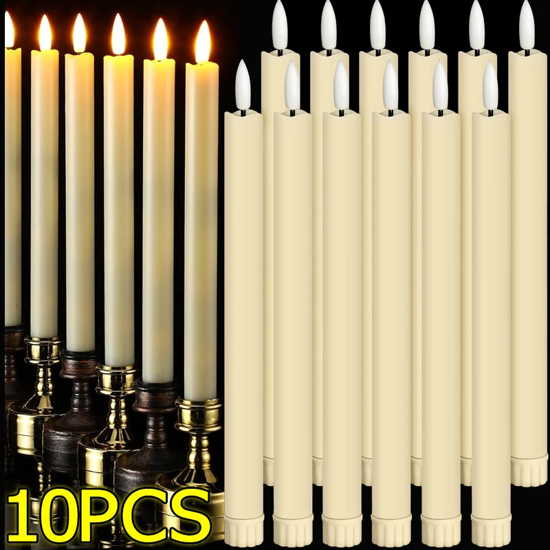 

LED Long Pole Candle Light Flame Lamp Battery Powered Tapered Candles Halloween Wedding Party Supplies Home Decor Candles Lamp