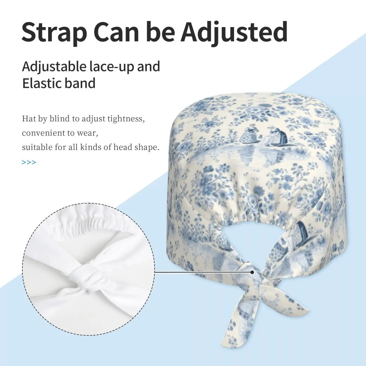 Кепка Toile De Jouy Blue Scrubs на заказ, хирургические шапки для женщин и мужчин, французская темно-синяя кепка с мотивом для операционной, кепка для кормления, шляпа для лабораторных работ