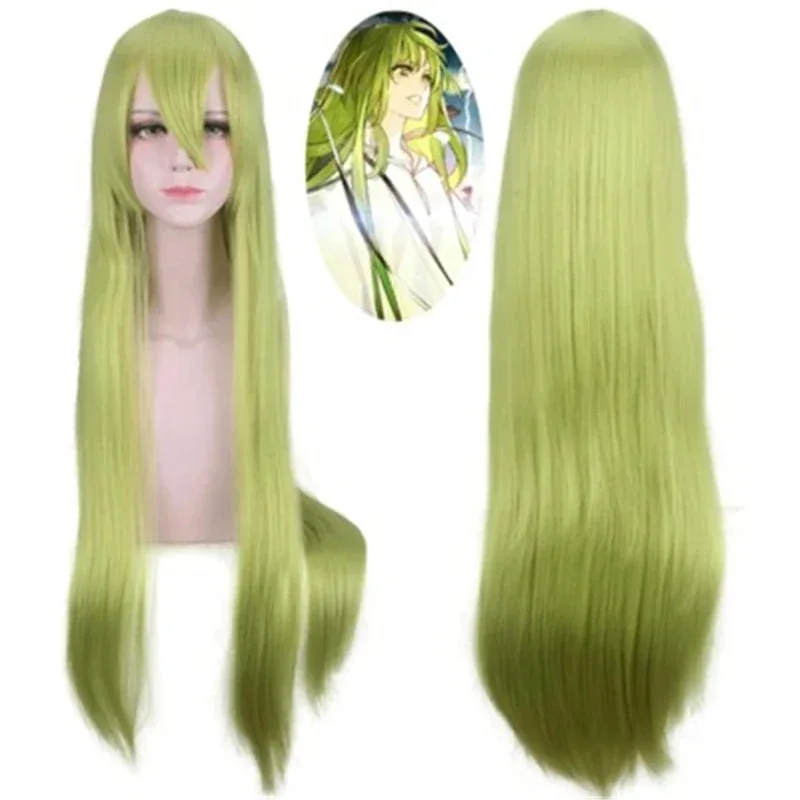 2026 Fate Grand Order Cosplay Enkidu Green 100Cm pelucas largas y rectas para peluca de fiesta de disfraces