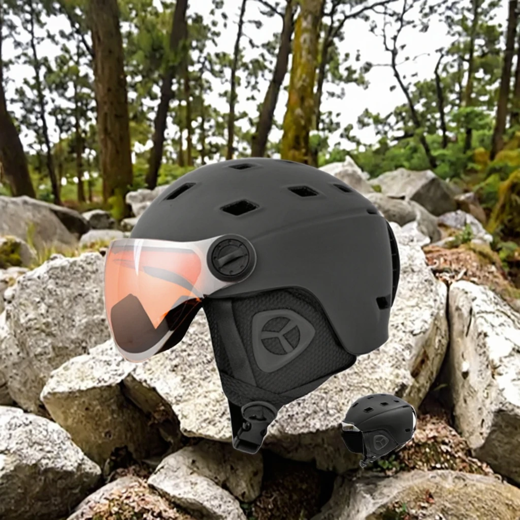 Kask narciarski/snowboardowy Dual Sport z certyfikatem CE, z daszkiem, oświetleniem, ładnym designie, możliwość personalizacji, kask rowerowy MTB dla dorosłych, funkcje bezpieczeństwa.