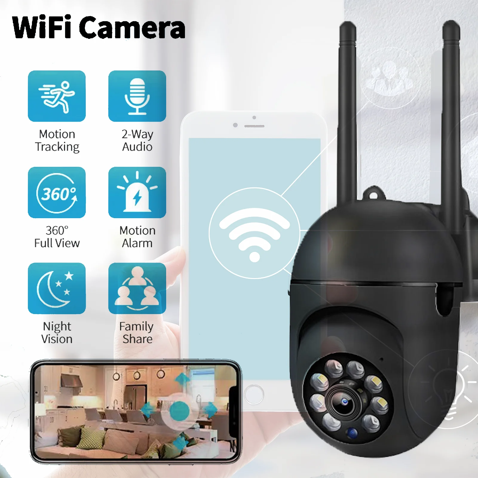 

Беспроводная Wi-Fi камера видеонаблюдения 3 МП с 4-кратным зумом, HD, для дома, улицы и помещений, с ночным видением