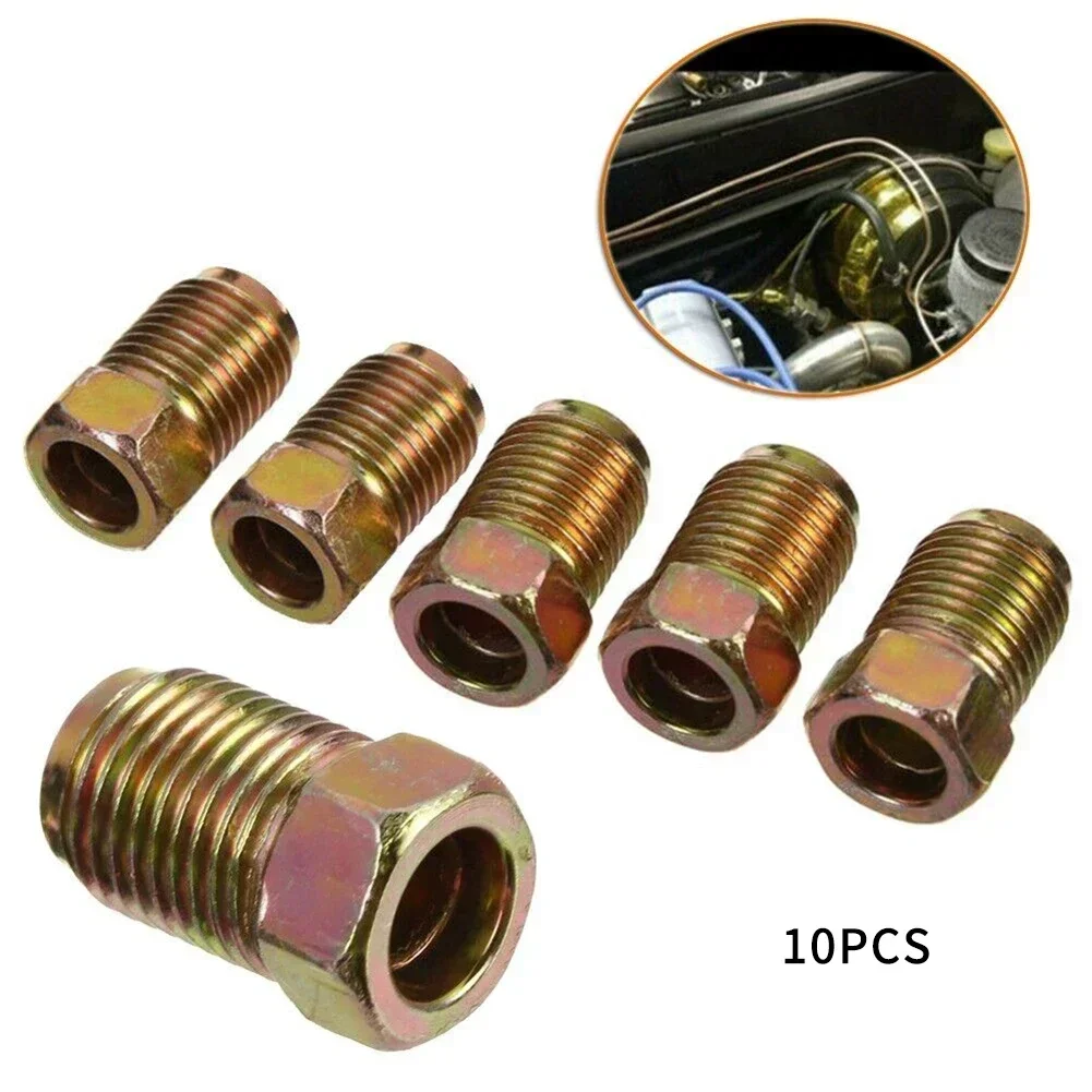 10 Uds tuercas de tubo de freno macho métrico 12mm X 1,0mm tuerca galvanizada Kit de montaje de línea de freno para boca de campana invertida de tubo 3/16.