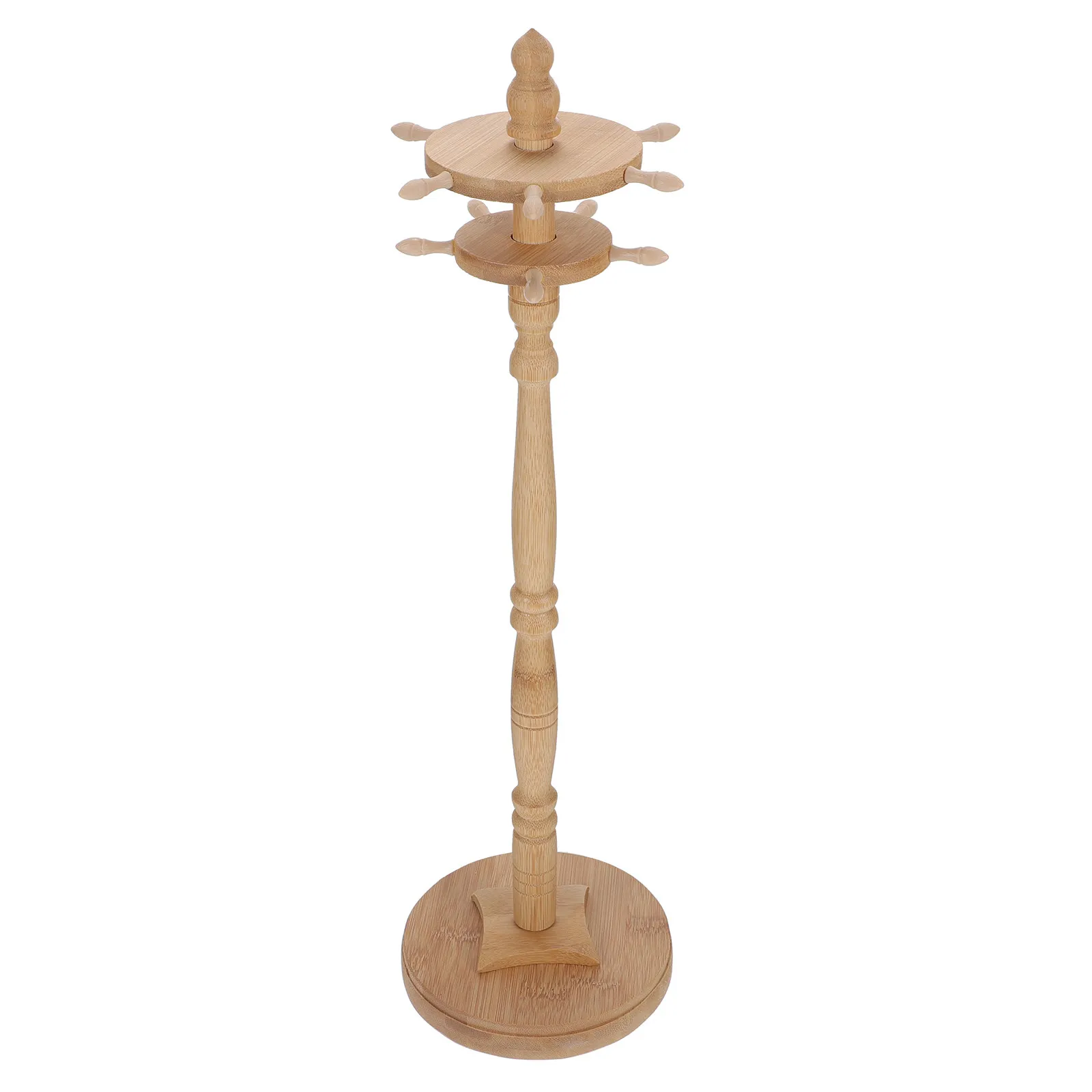 Calligraphy Brush Holder Wood Brush Pen Hanging Rack Vintage Carved Design Rotating Function Vertical Drying Storage Rack Home